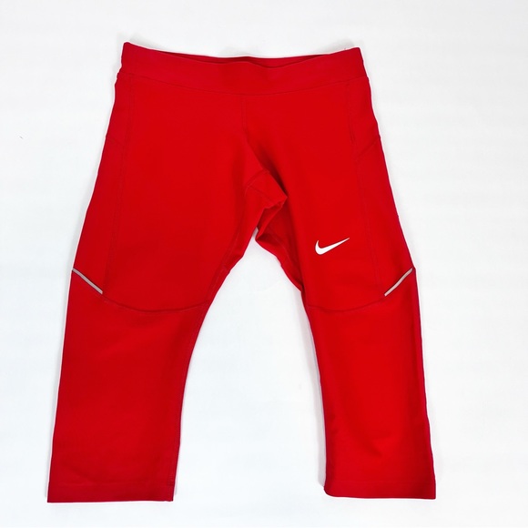 Nike Running Capri Red Dri Fit Filament Pants Size Small - Picture 1 of 6